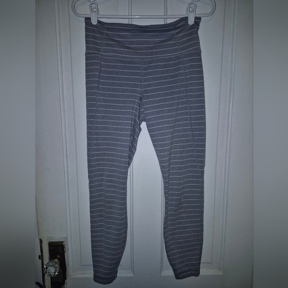 Nwot Athleta Women's Legging Stripe Salutation 7/8 Tight in Powervita Slate MED